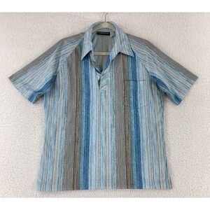 Robinson's Southern California Blue Stripe Shirt Mens VTG Split Neck USA Large‎